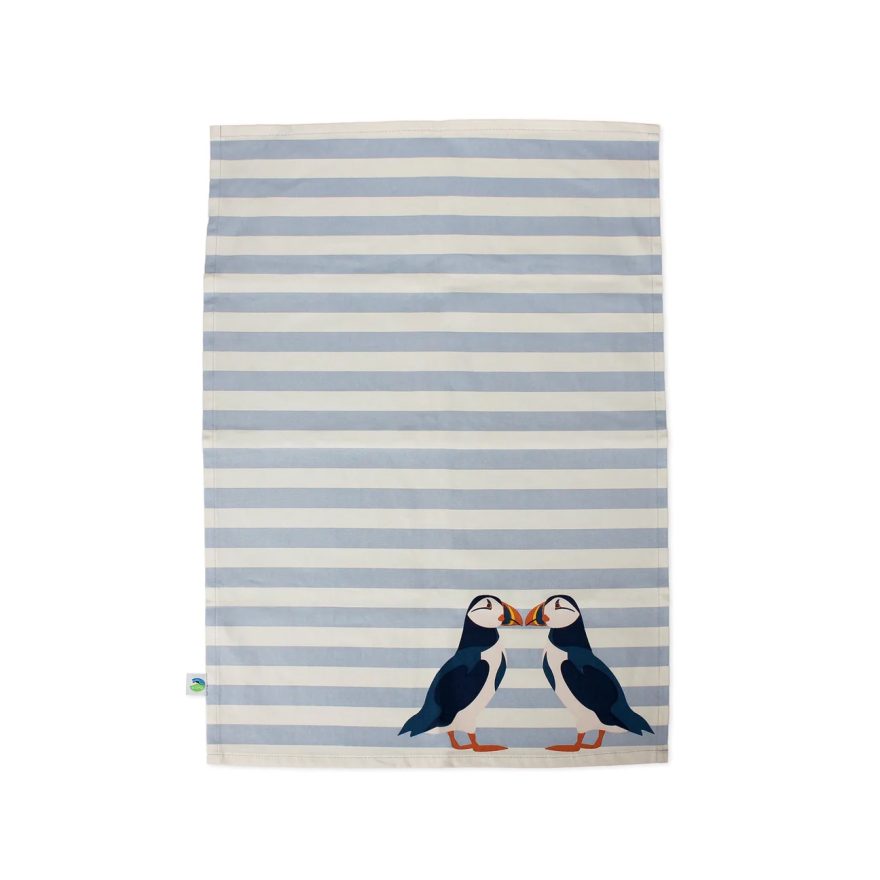 Tea Towel Recycled Cotton - RSPB (Puffin Blue)