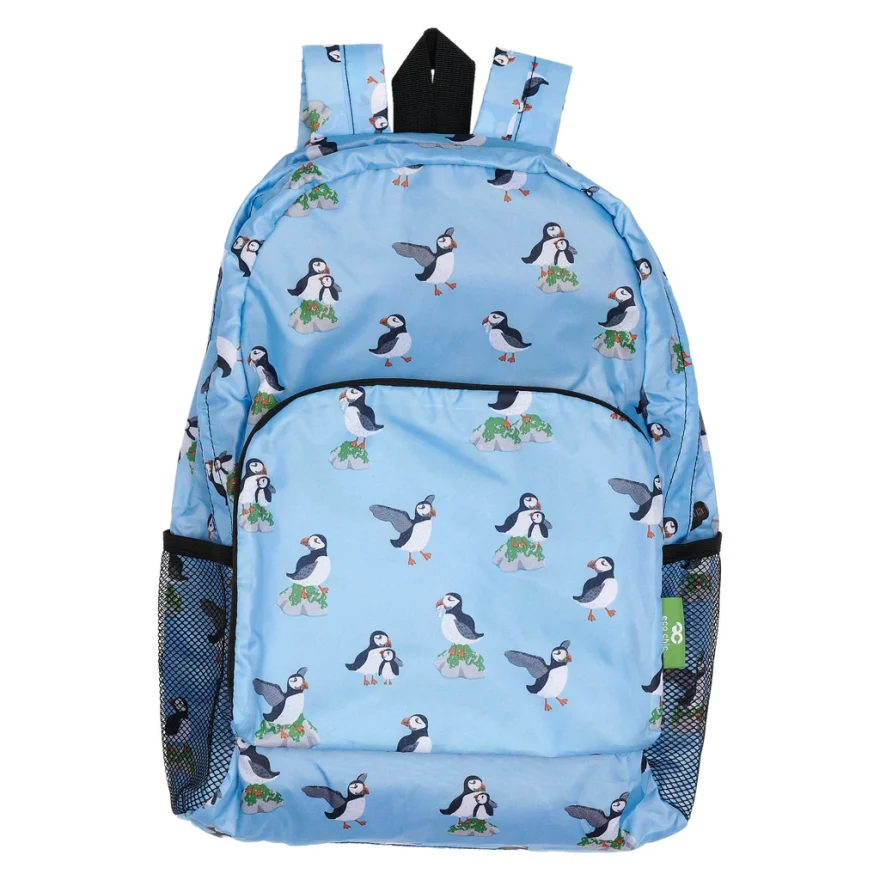 Eco Chic Lightweight Foldable Backpack Multi Puffin