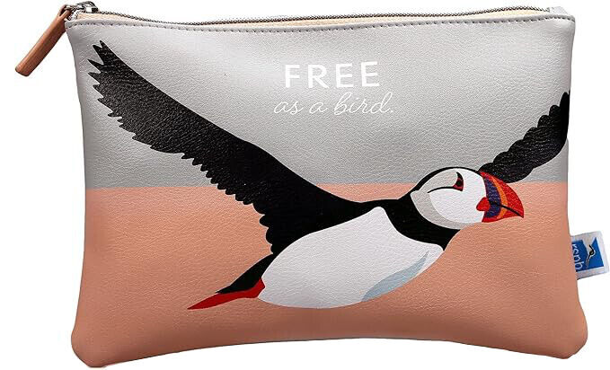 OFFICIAL RSPB PUFFIN FREE AS A BIRD MAKE UP WASH BAG TOLETRIES POUCH CASE